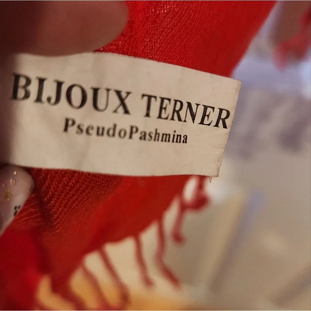 Bijoux Terner red oversized tassel scarf